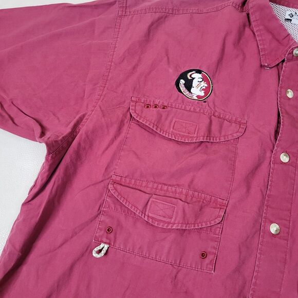Columbia Mens FSU Seminoles Button Up Shirt Short Sleeve Vented Cotton Size L - Picture 4 of 9
